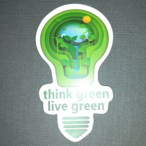 Think green live green lightbulb sticker